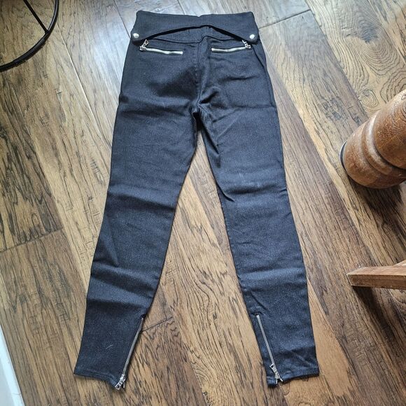RTA Diavolina Moto Pant Sparkle Black Skinny Leg + Zips Size 26, Gothic - Picture 6 of 10